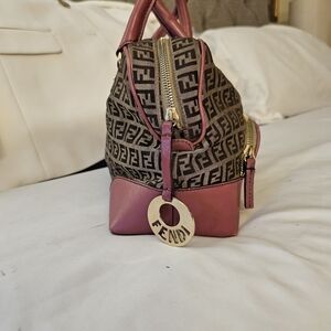 Fendi Pink Monogram Canvas Mini Bag with Leather Trim